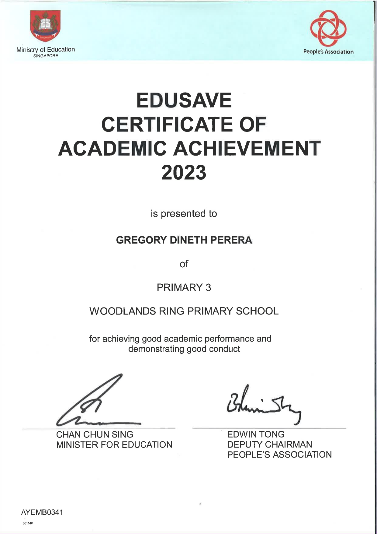 Awards Certificate